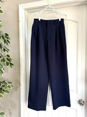 GAP Easy Trouser Dark Blue Wide Leg Pleated Front Size 4 EUC